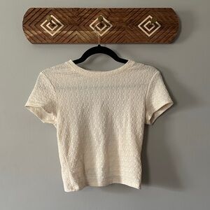 Pink Rose Cream Textured Short Sleeve Top